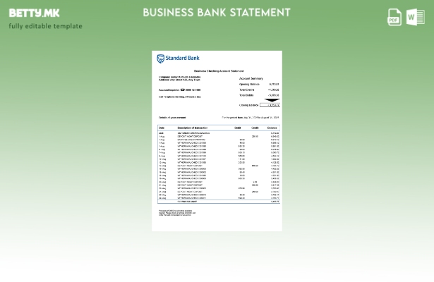модерен стил Јужноафрикански стандард изјава на организацијата Word и PDF шаблон